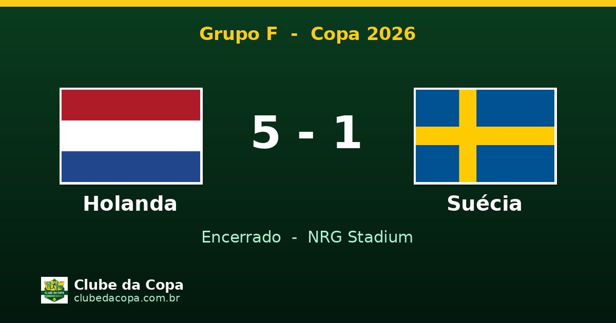 Holanda 5 x 1 Suécia: goleada holandesa na Copa 2026