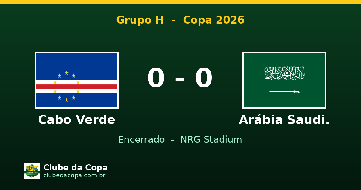 Cabo Verde e Arábia Saudita ficam no empate por 0 a 0