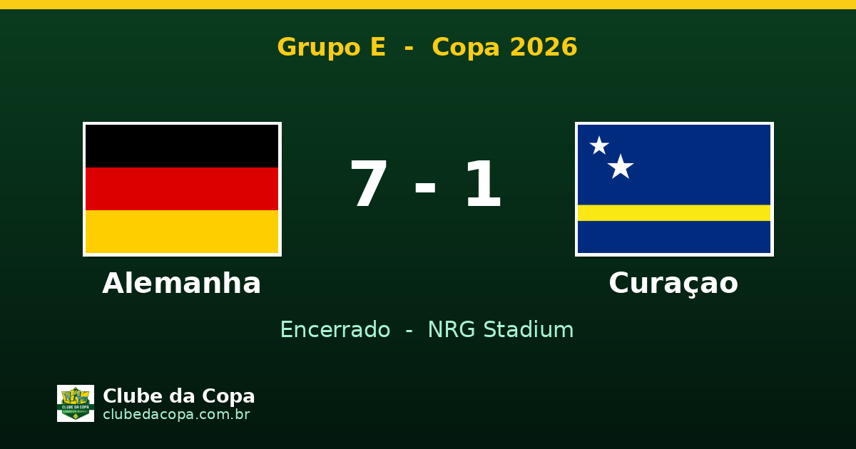 Alemanha goleia Curaçao por 7 a 1 em estreia na Copa do Mundo 2026