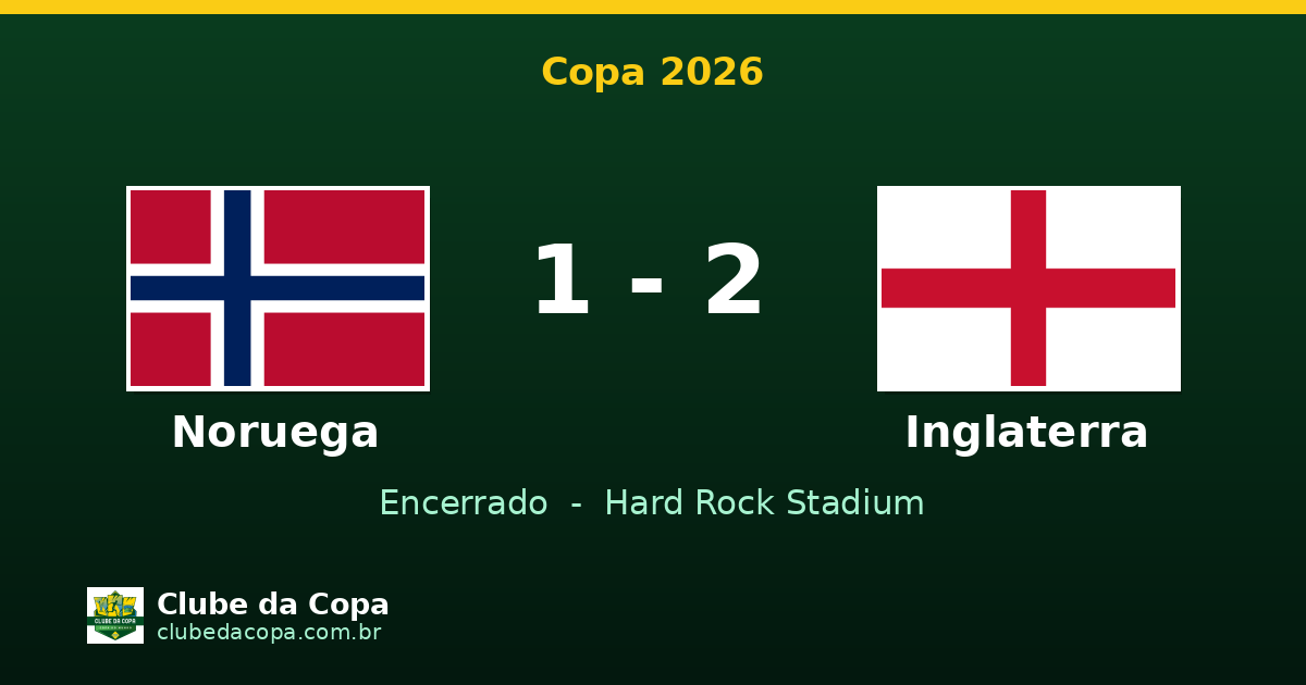 Inglaterra vence Noruega e avança às semifinais da Copa 2026